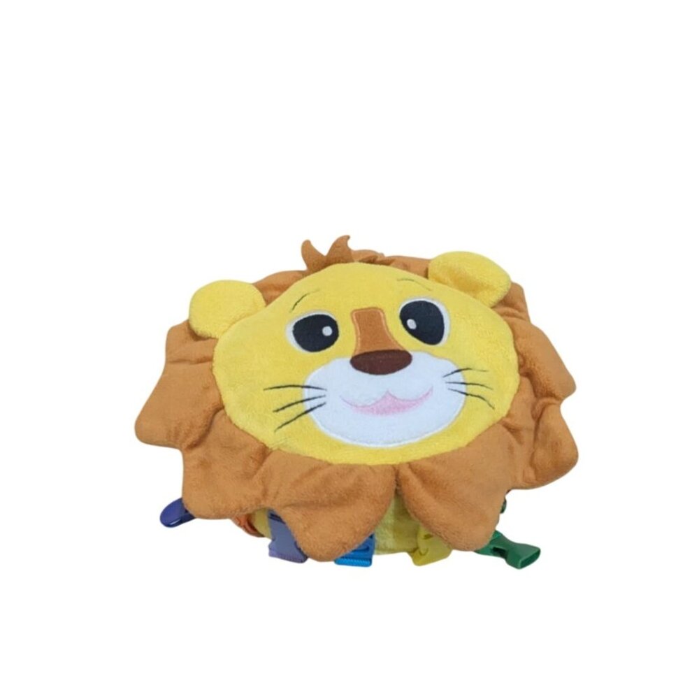 Early Learning Lion Plush Baby Activity Toy With Buckles & Zippers Educational